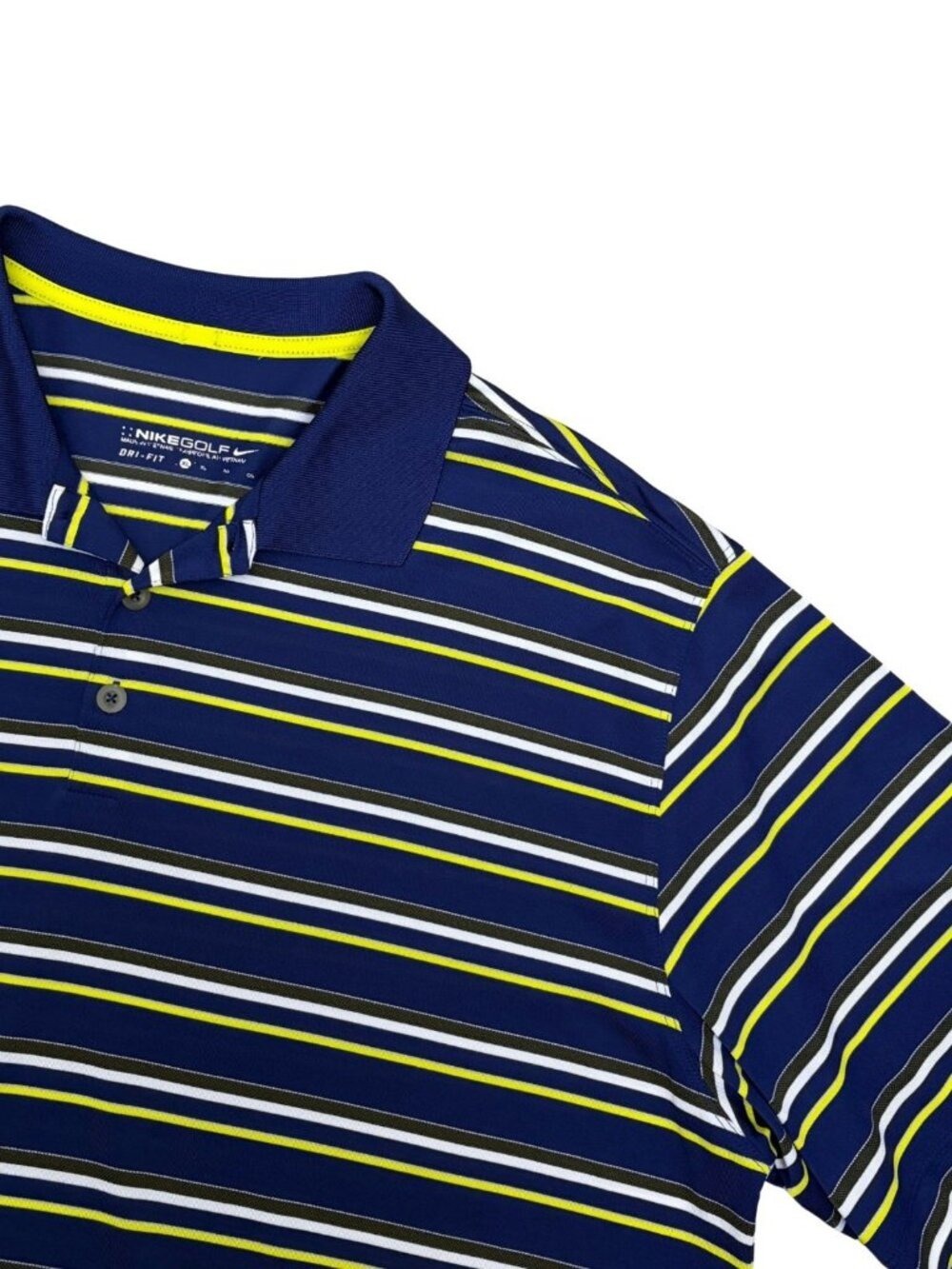 NIKE GOLF Polo Shirt Vintage Y2K Dri-Fit Striped Business Casual Tee Mens XL